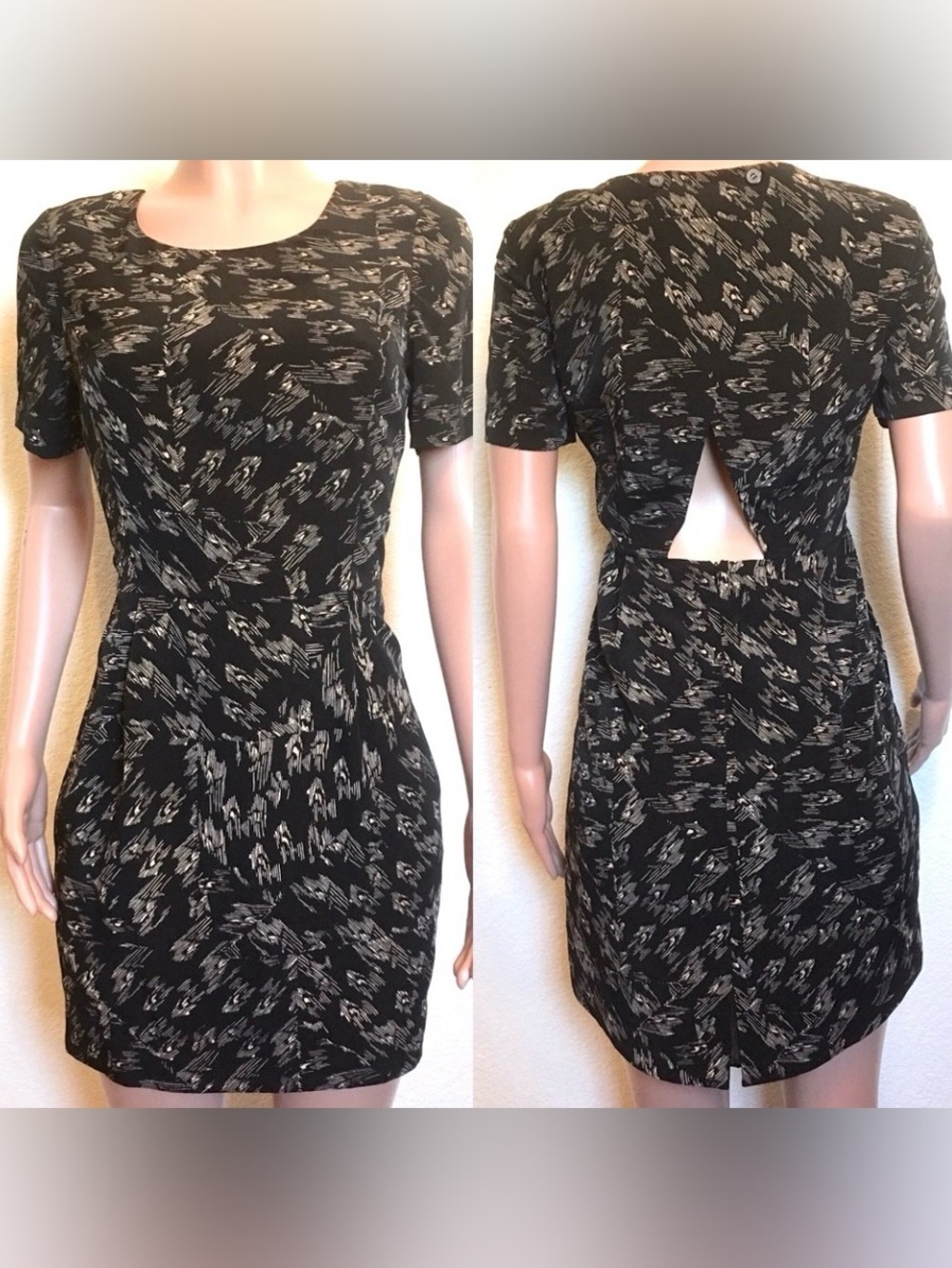 NWT BCBGen Hi-lo Peek-a-boo Black Print Dress 10